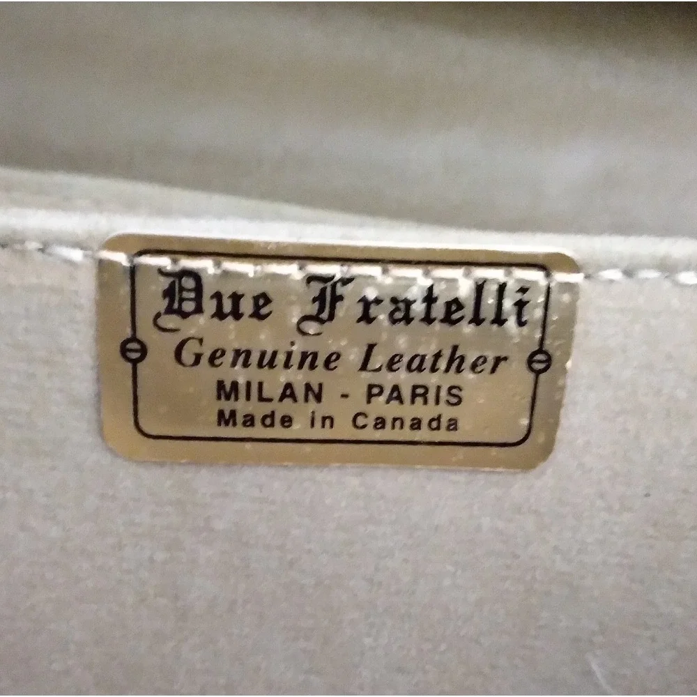 Due Fratelli Taupe Crocodile Embossed Leather‎ Top Handle Bag Made in Canada